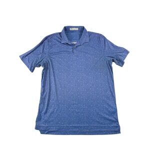 Peter Millar Mens Blue Featherweight UPF 50+ Cocktail Print Polo Shirt Large